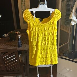 Ag Adriano Goldschmied Ruffled Yellow Cap Sleeve Blouse